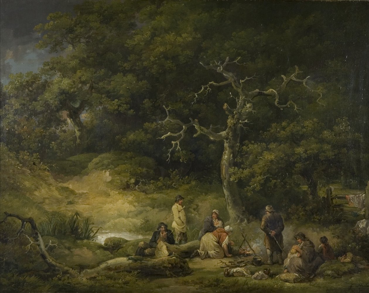 Gypsies in a Landscape, c.1790 (óleo sobre tela) de George Morland