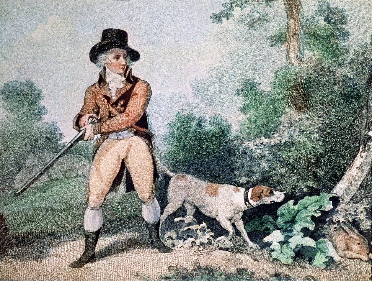 Hare Shooting gravado por C. Cotton (stipple engraving) de George Morland