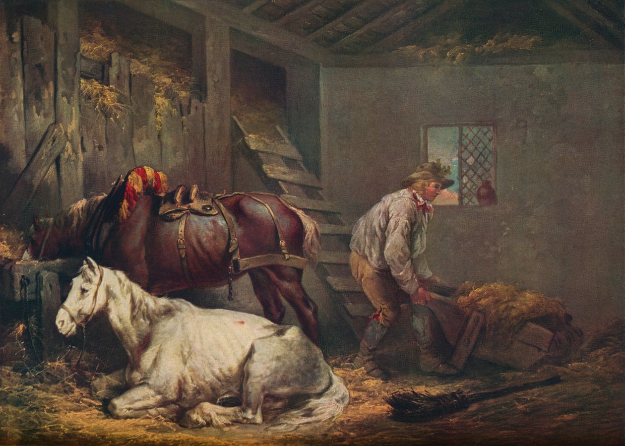 Cavalos em um estábulo, 1791 de George Morland