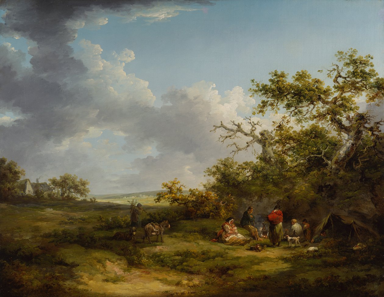 Paisagem com um acampamento cigano (óleo sobre tela) de George Morland