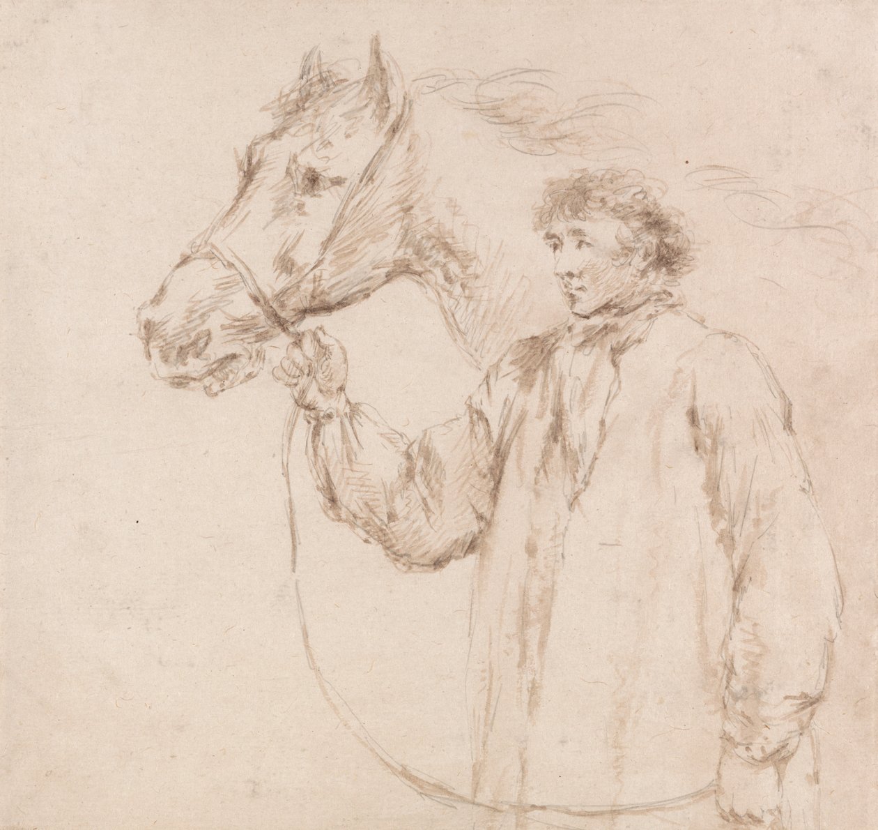 O homem que segura o cavalo junto à cabeçada de George Morland