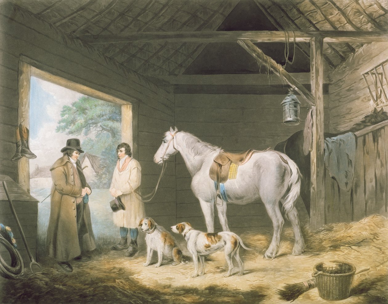 Pagando o anfitrião, gravado por Samuel William Reynolds (1773-1835), pub. por H. Macklin, 1805 (gravura em mezzotint) de George Morland