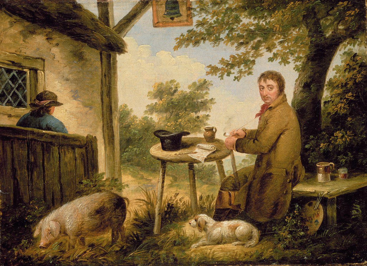 Retrato do artista fora do Bell Inn de George Morland