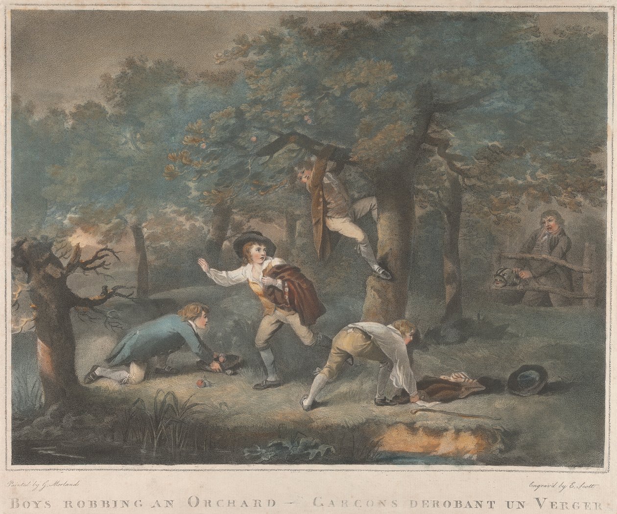 Conjunto de Quatro: Rapazes a roubar um pomar de George Morland