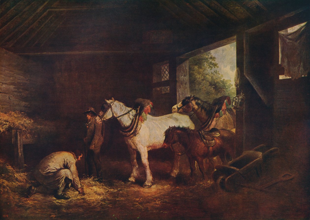 O interior de um estábulo, 1791, c1915 de George Morland