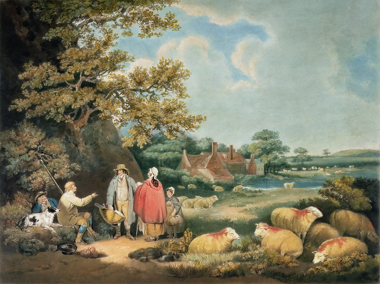 Os pastores, gravados por William Ward (1766-1826), pub. por H. Morland, 1806 (gravura em mezzotint) de George Morland