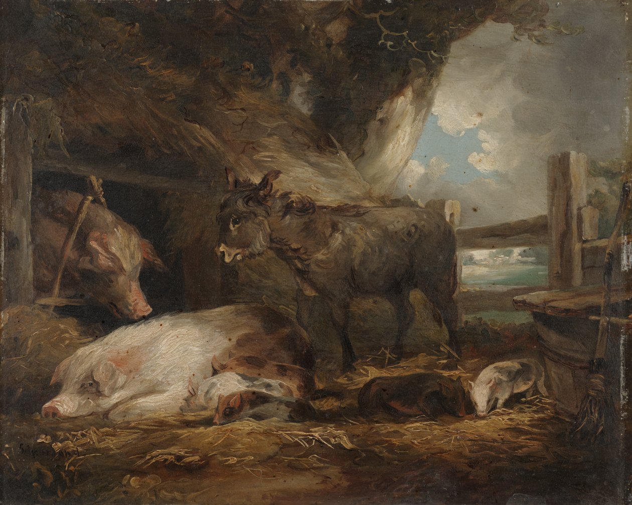 Visita ao Chiqueiro (óleo a bordo) de George Morland
