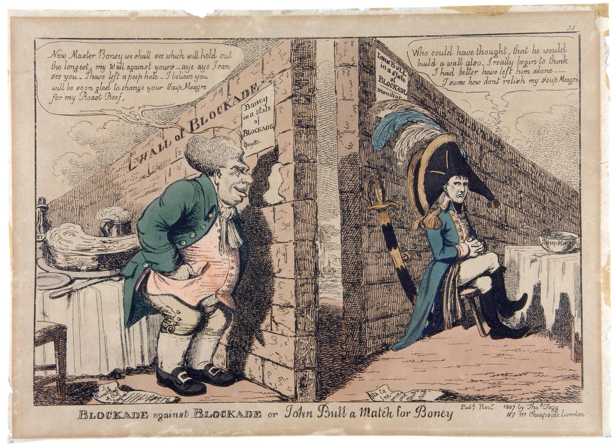 Blockade contra Blockade ou John Bull a Match for Boney de George Moutard Woodward