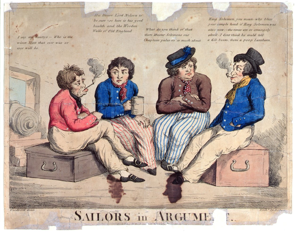 Marinheiros em Argumento, gravados por Roberts (gravura colorida) de George Moutard Woodward