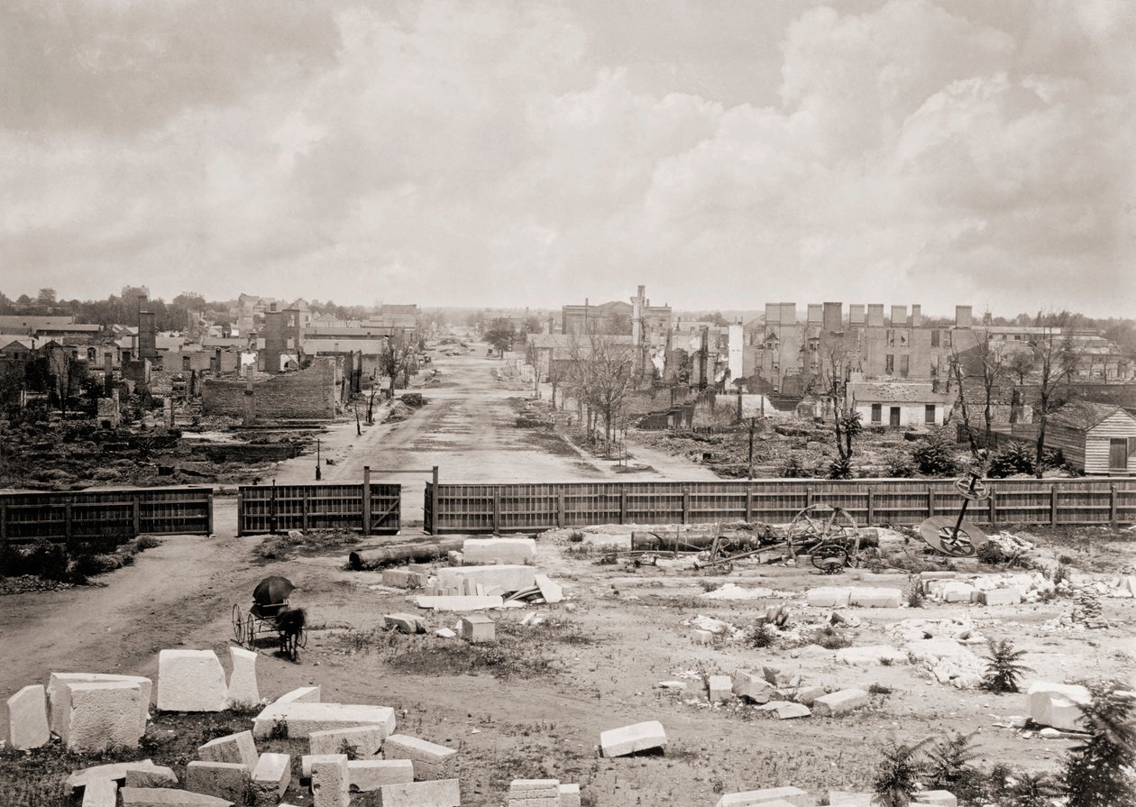 Columbia, Carolina do Sul, EUA depois do incêndio de 1865 (foto a p/b) de George N. Barnard