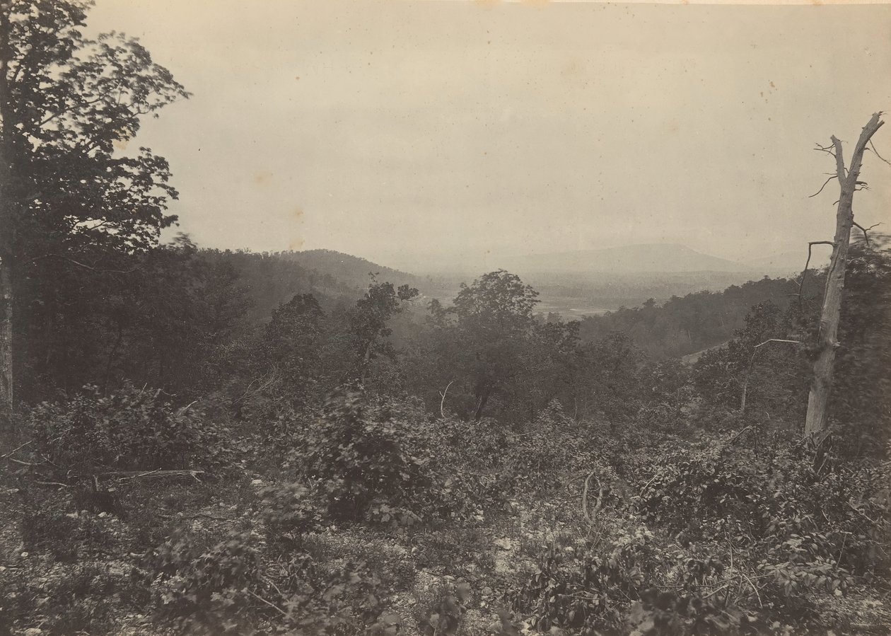 Mission Ridge Cena do ataque de Sherman, década de 1860. de George N. Barnard