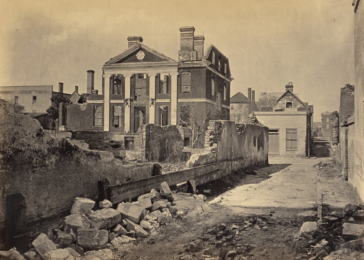Ruínas da Mansão Pinckney, Charleston, Carolina do Sul de George N. Barnard