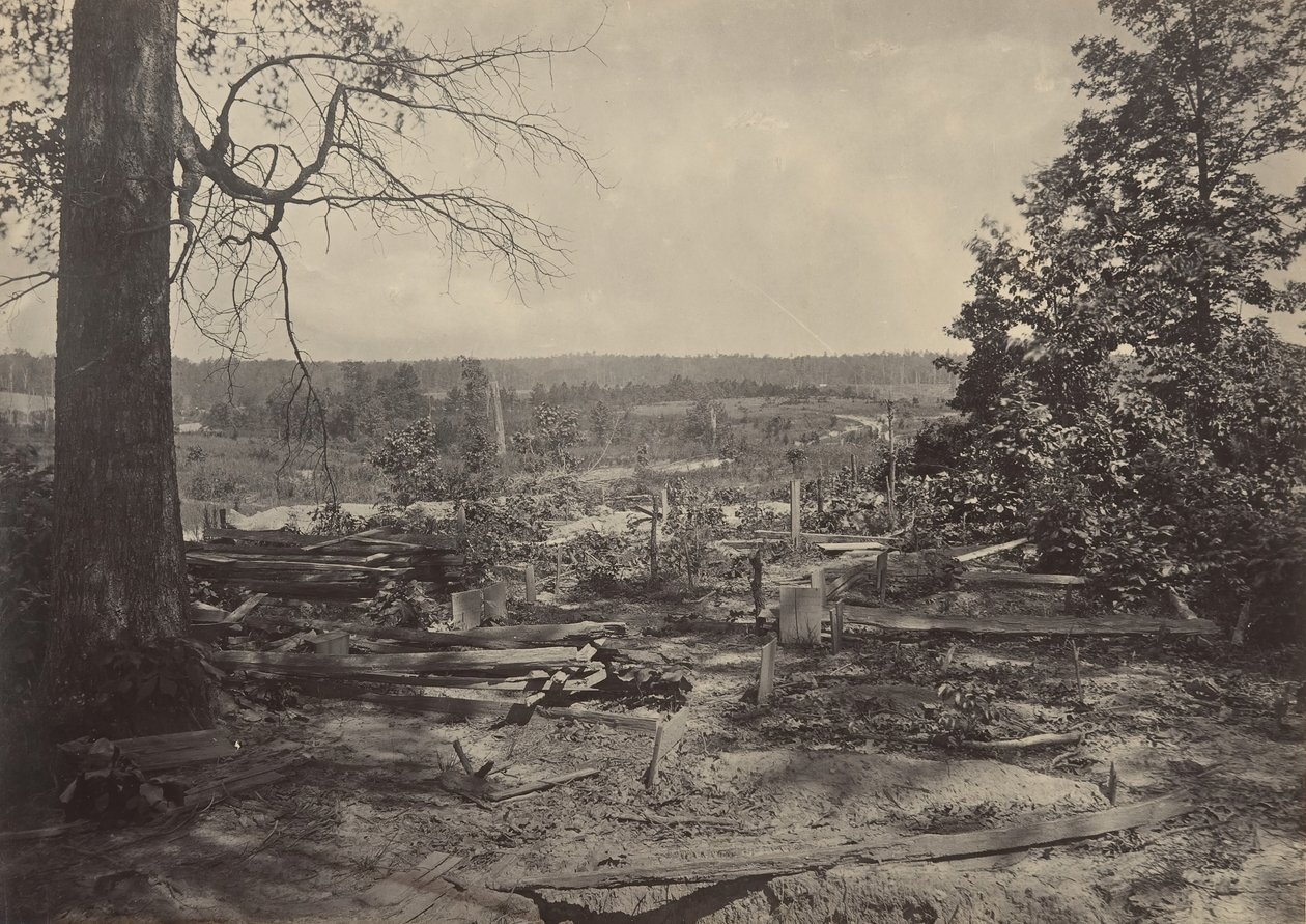 O campo de batalha de Peach Tree Creek, Geórgia, década de 1860. de George N. Barnard