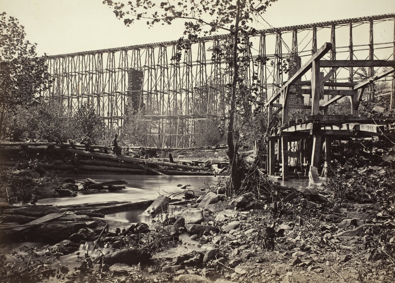 Ponte de cavaletes em Whiteside de George N. Barnard