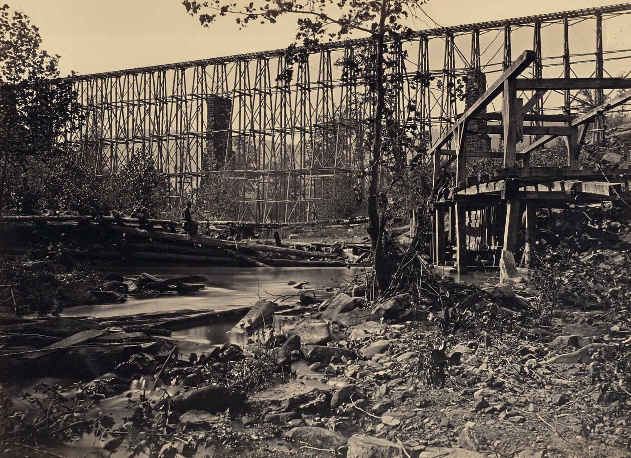 Ponte de cavaletes em Whiteside de George N. Barnard