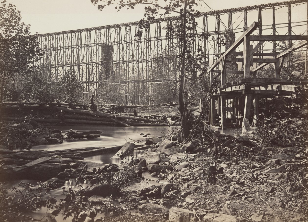 Ponte de cavaletes em Whiteside de George N. Barnard
