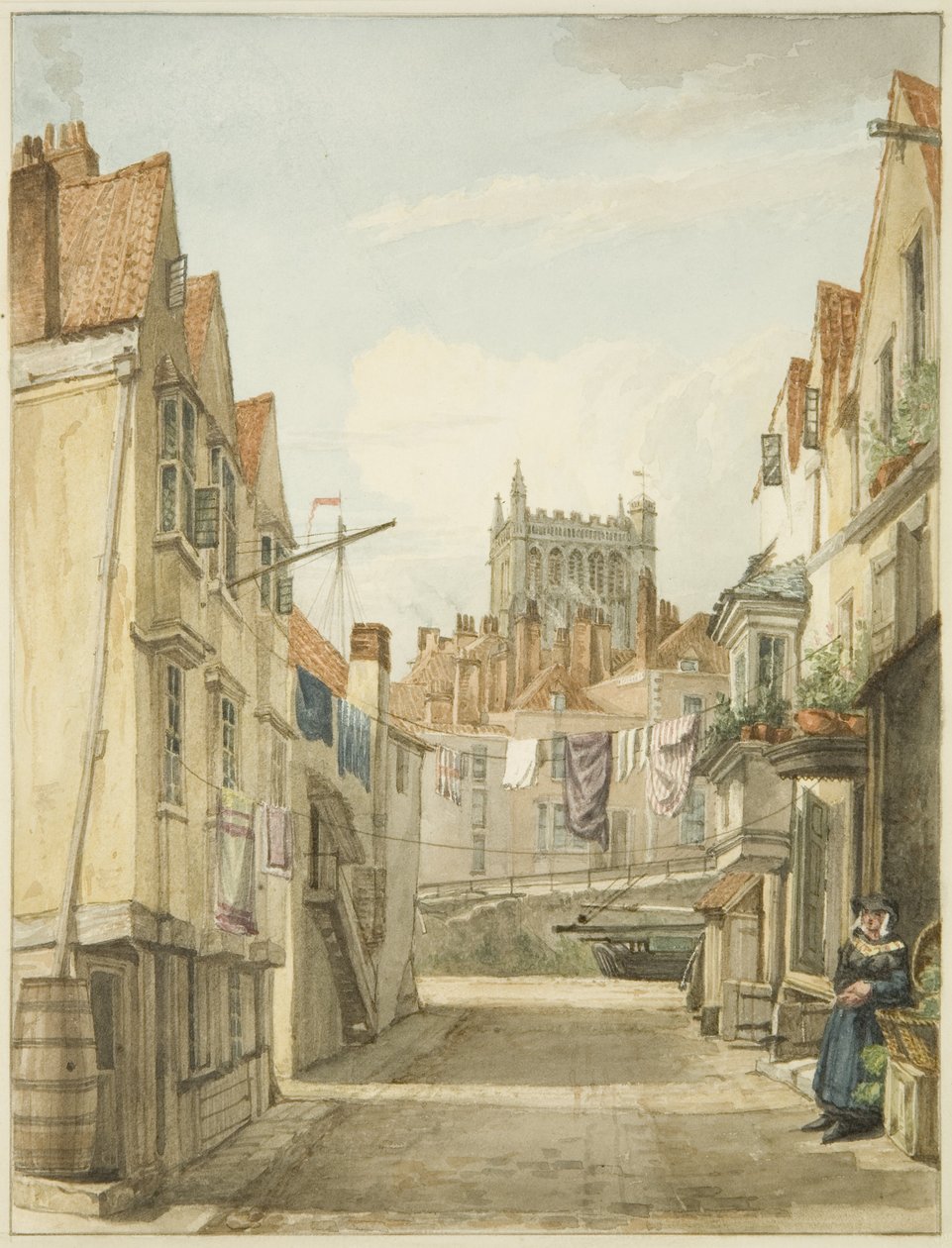 Alderskey Lane (lápis e aguarela sobre papel) de George Orleans Delamotte