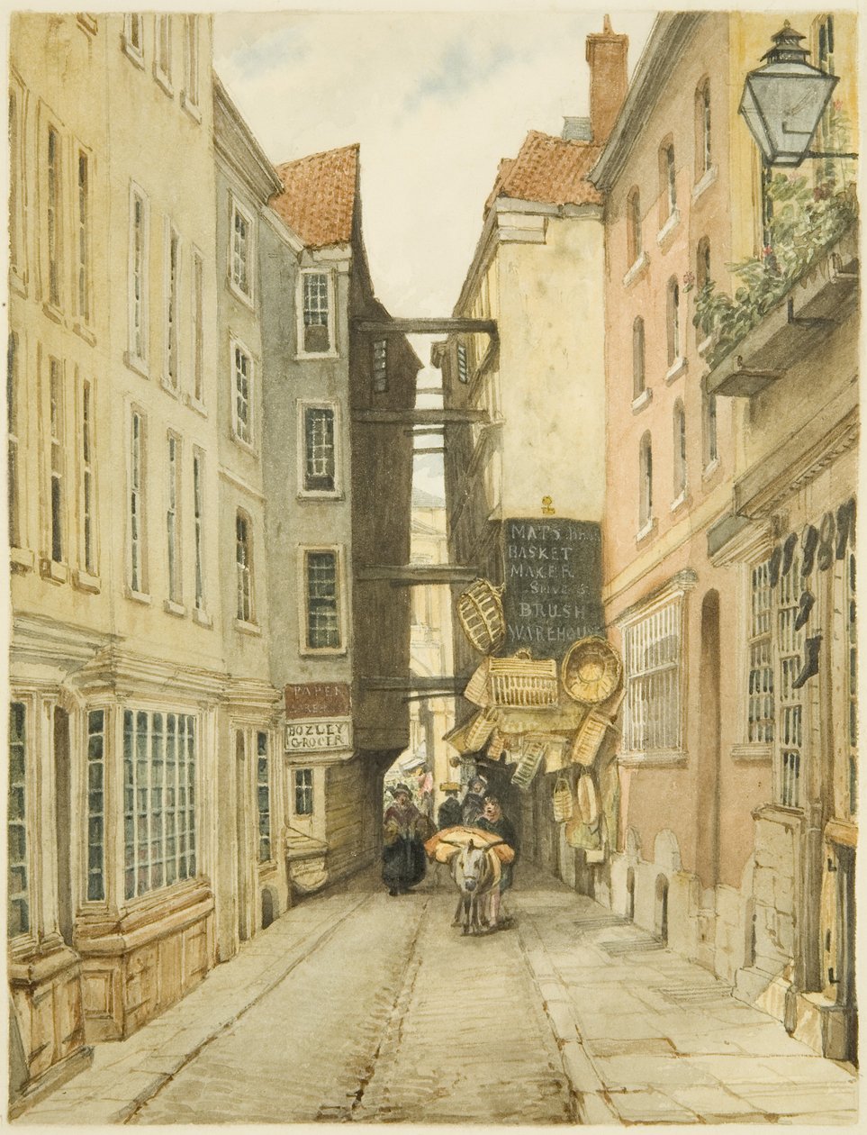 Mary-le-Port Street (lápis e aquarela sobre papel) de George Orleans Delamotte