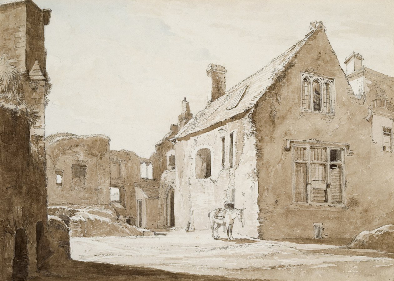 Place House, Swansea (lavagem a sépia e lápis sobre papel) de George Orleans Delamotte