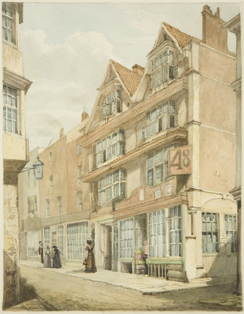 South Side, Wine Street (lápis e aguarela sobre papel) de George Orleans Delamotte