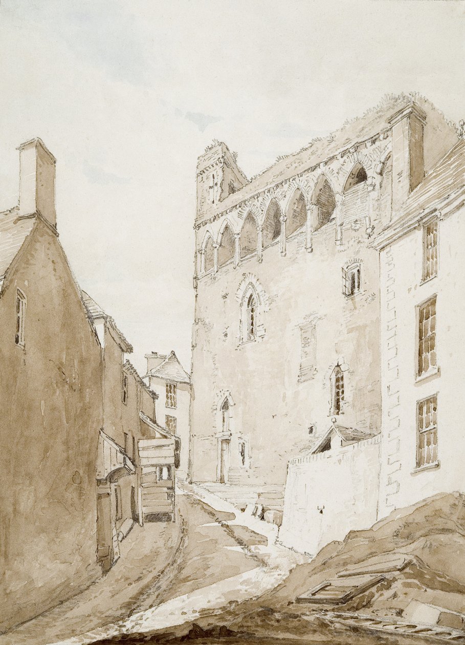 Castelo de Swansea (aguarela e lápis sobre papel) de George Orleans Delamotte