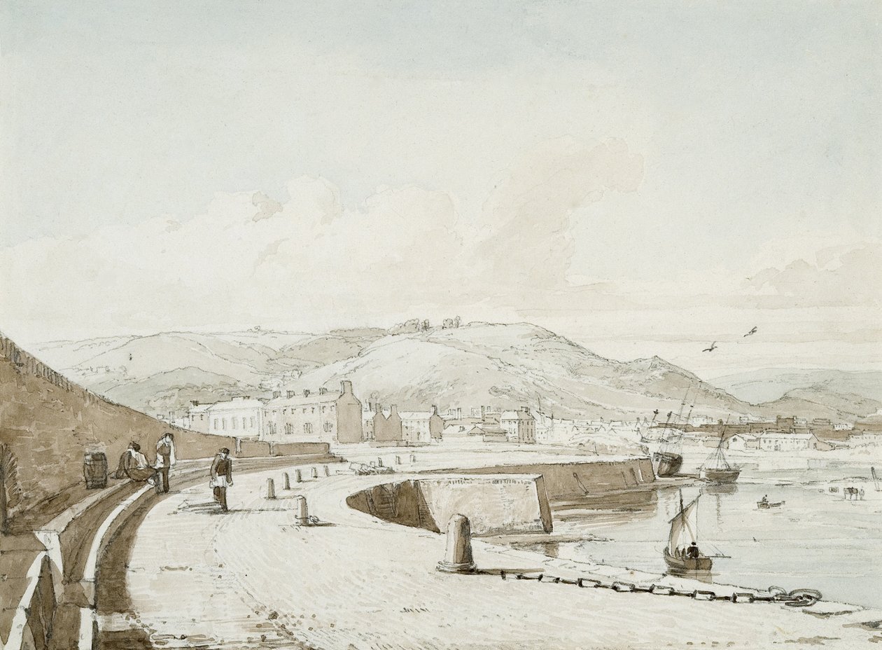 Porto de Swansea (aguarela e lápis sobre papel) de George Orleans Delamotte