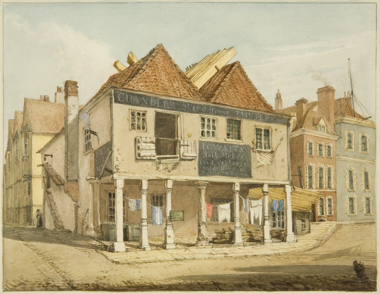 O Antigo Mercado do Milho no Cais (lápis e aguarela sobre papel) de George Orleans Delamotte