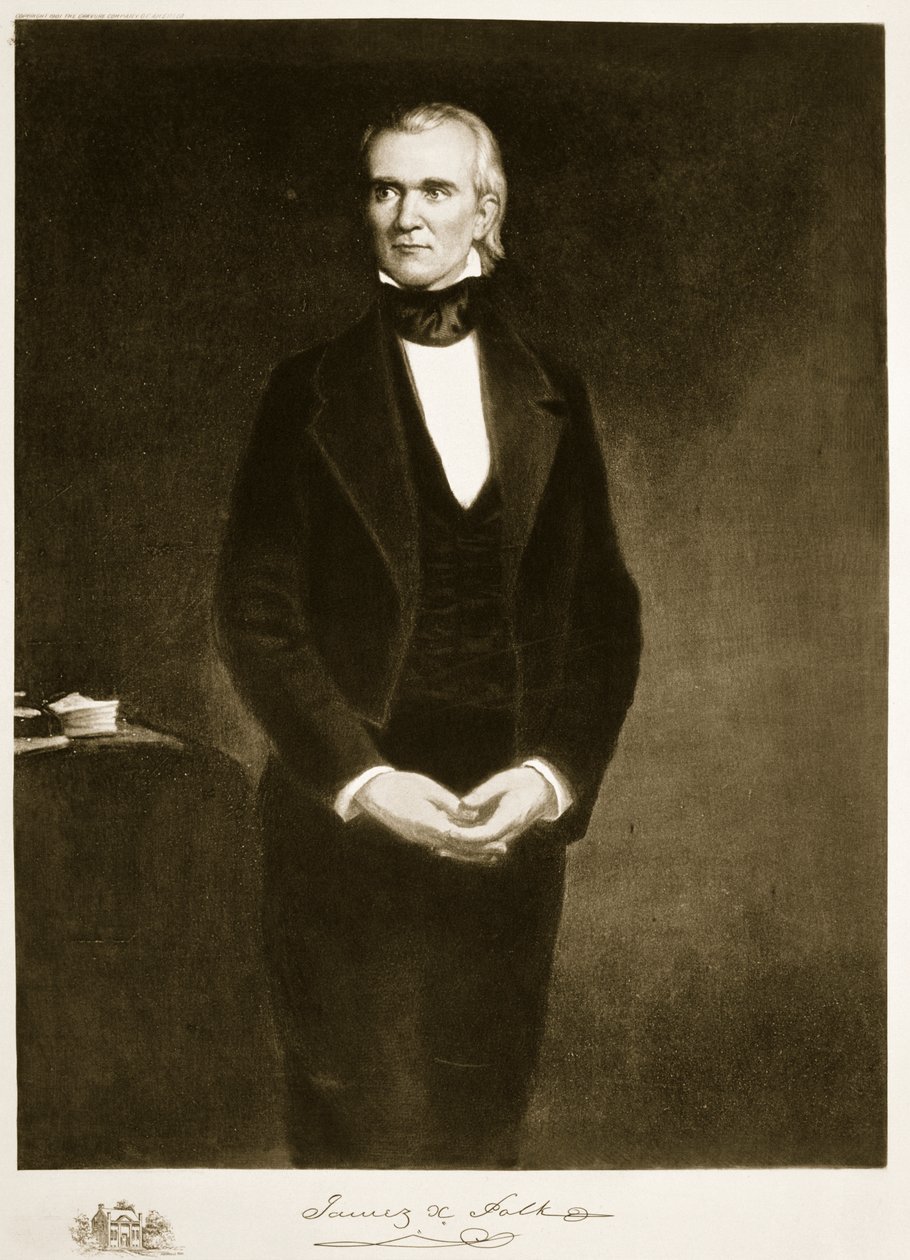 James K. Polk (1795-1849), 11º Presidente dos Estados Unidos da América, pub. 1901 (fotogravura) de George Peter Alexander Healy