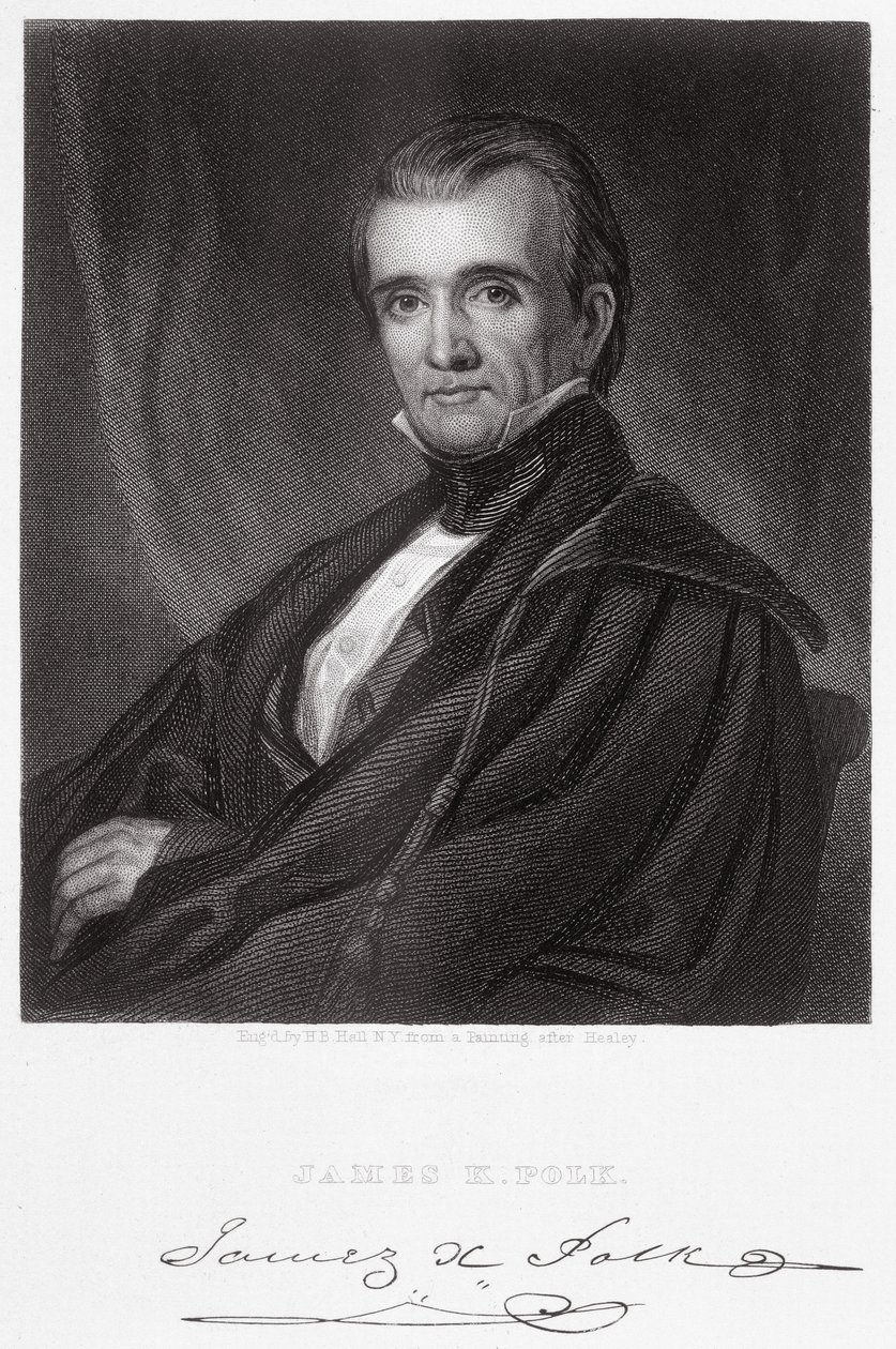 James Knox Polk, gravado por Henry Bryan Hall (1808-84) de George Peter Alexander Healy