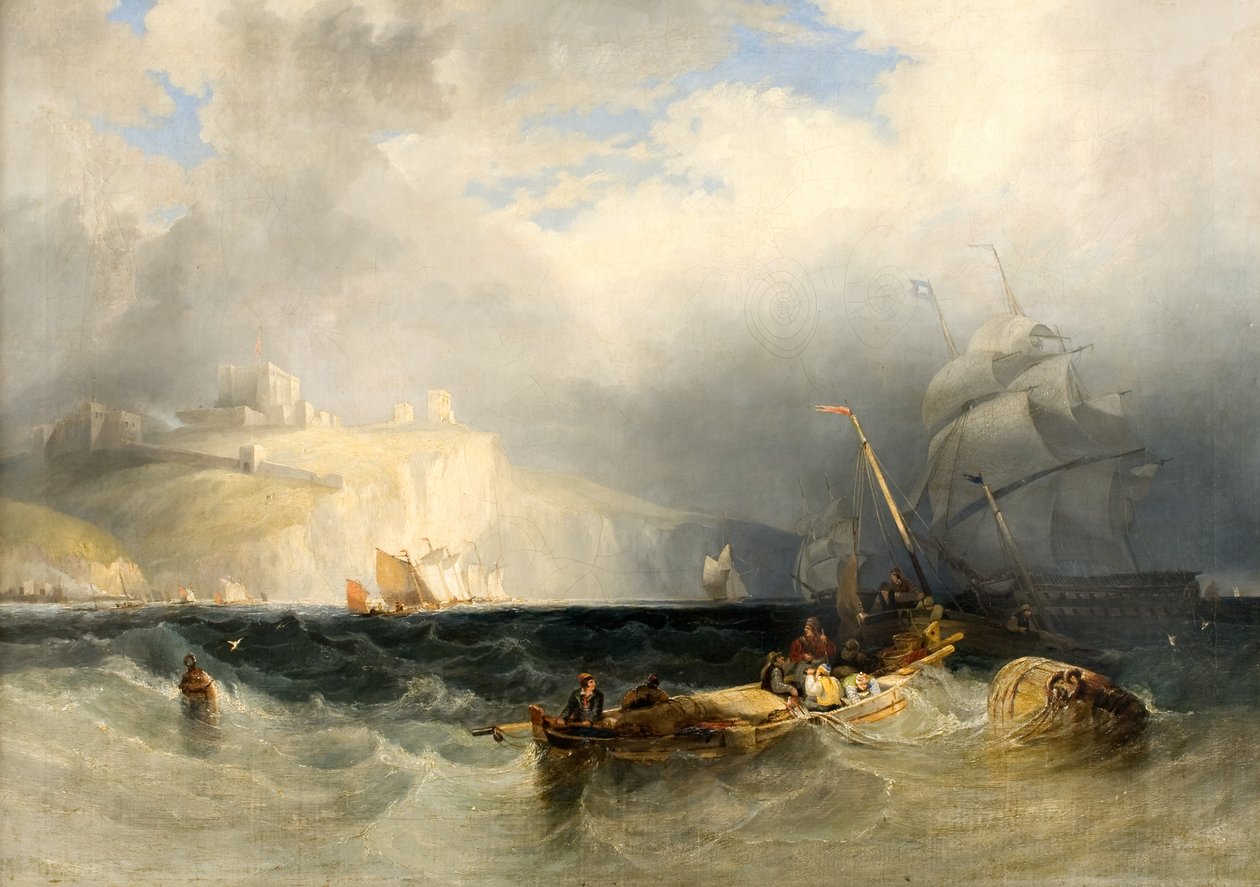 Barcos de pesca franceses em um vendaval ao largo de Dover de George Philip Reinagle