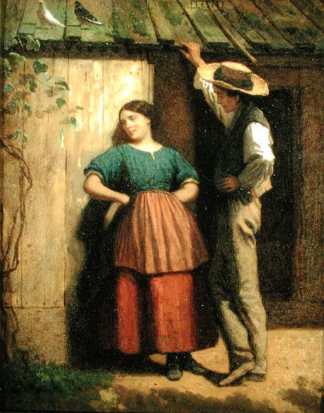 Courtship Rustic, c.1859-60 (óleo a bordo) de George Philip Reinagle