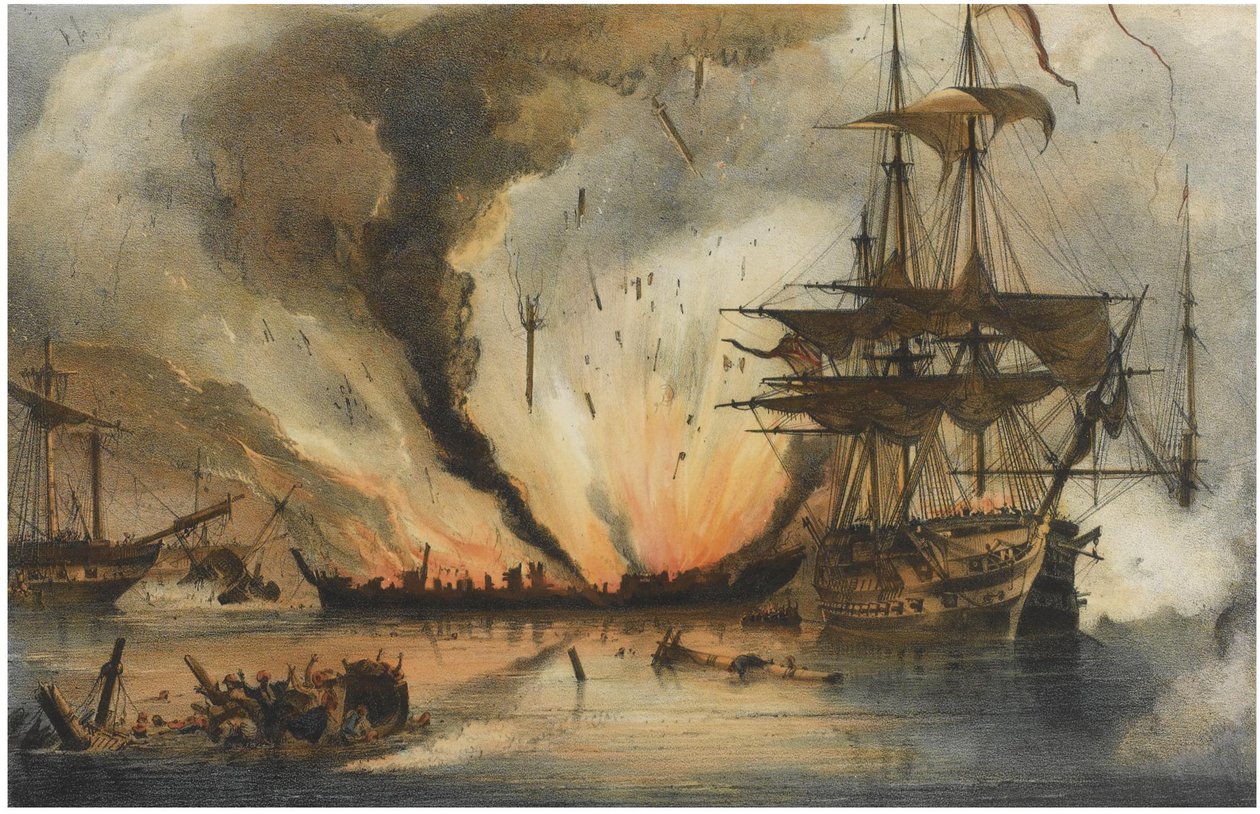 A Batalha Naval de Navarino em 20 de outubro de 1827 de George Philip Reinagle
