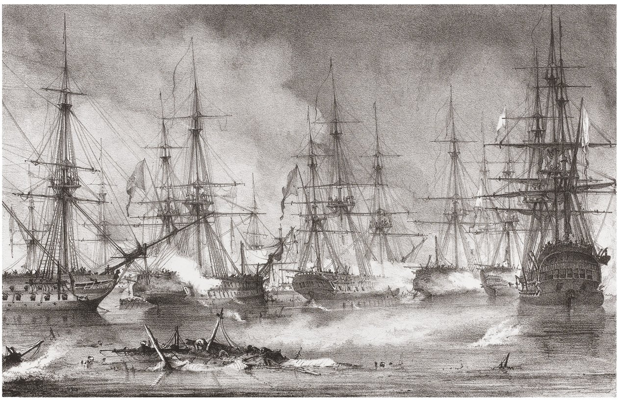 A Batalha Naval de Navarino em 20 de outubro de 1827, 1828 de George Philip Reinagle