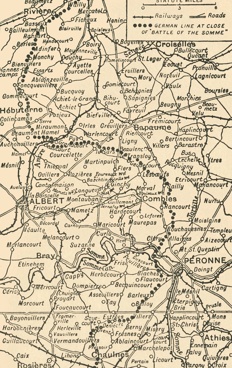 Mapa para ilustrar a batalha do Somme, 1919. de George Philip and Son Ltd