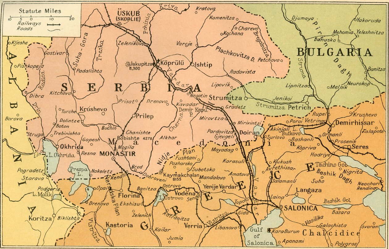Mapa da frente de Salônica, 1919. de George Philip and Son Ltd