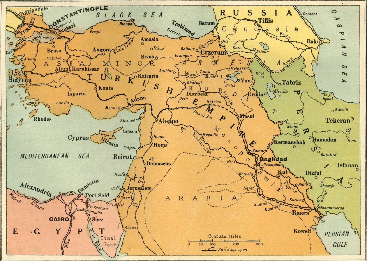 Mapa para ilustrar a expedição mesopotâmica, 1919. de George Philip and Son Ltd
