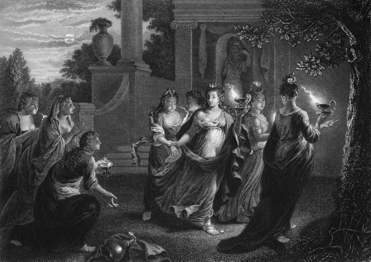 Dê-nos o seu óleo, pois nossas lâmpadas se apagaram, c1840. de George Presbury