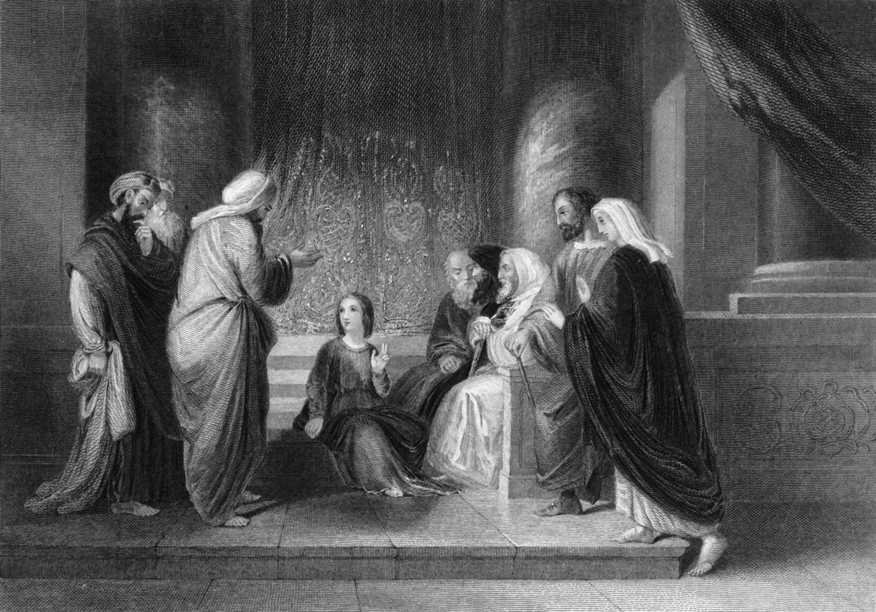 Eles o encontraram no templo, sentado no meio dos médicos, c1840. de George Presbury