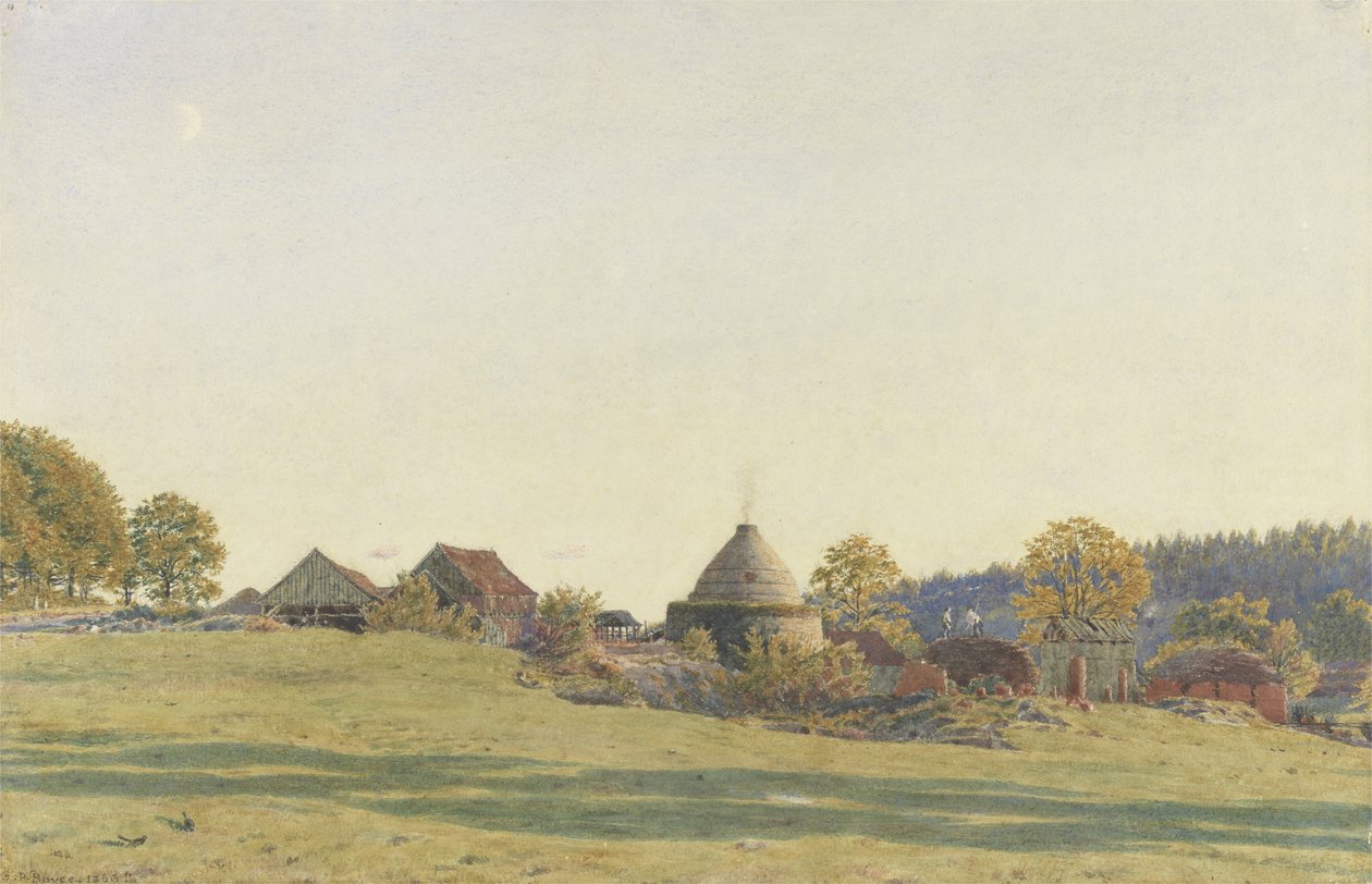 Brickfield na Pitland Street, Surrey (chumbo preto, wc e bodycolour no papel) de George Price Boyce