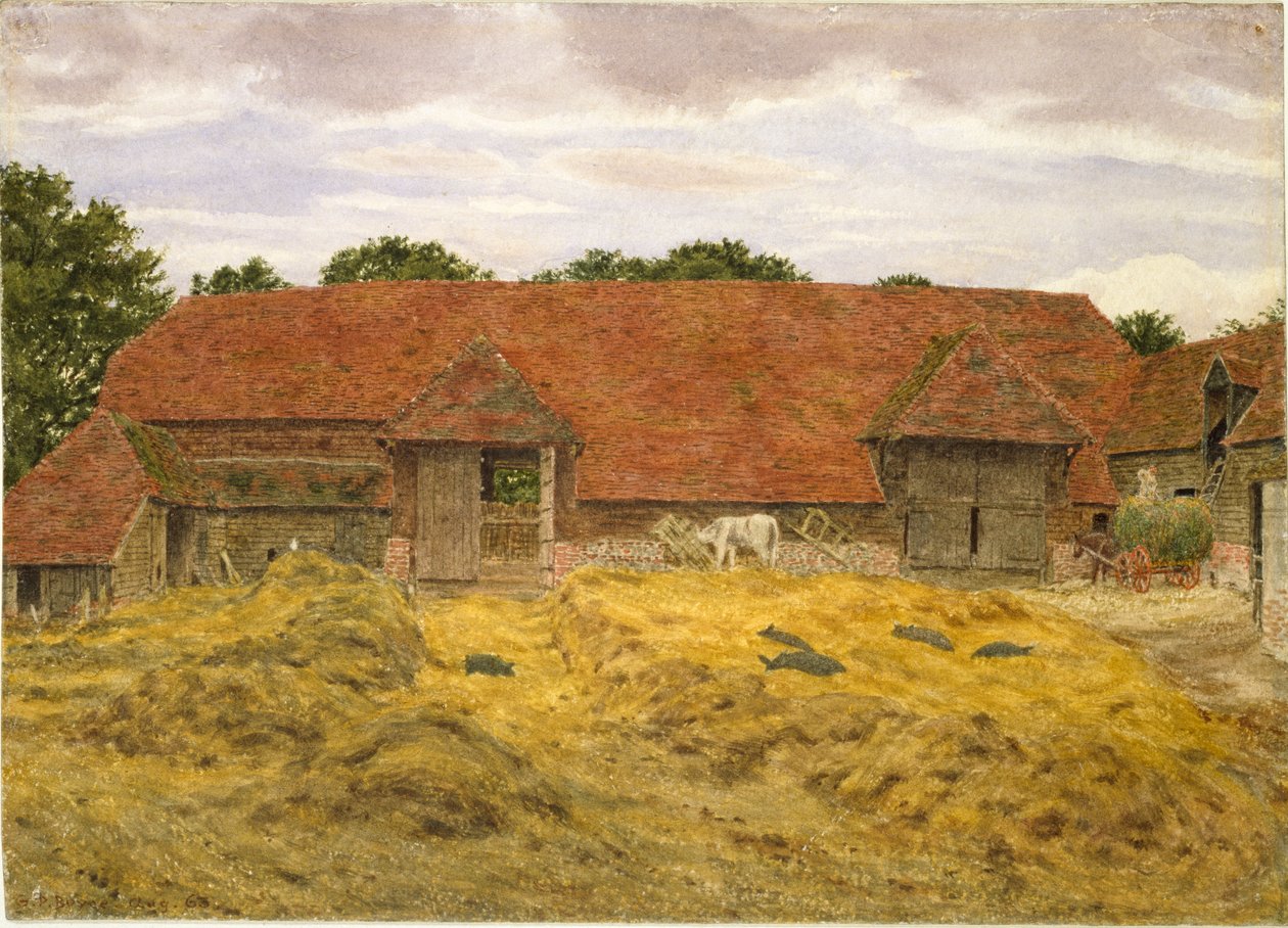 Celeiro Vermelho em Whitchurch, 1868 de George Price Boyce