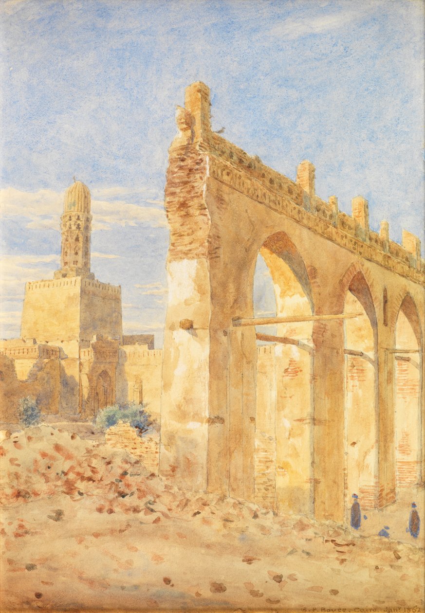 Ruínas do Gama al-Hakim, Cairo (aquarela) de George Price Boyce