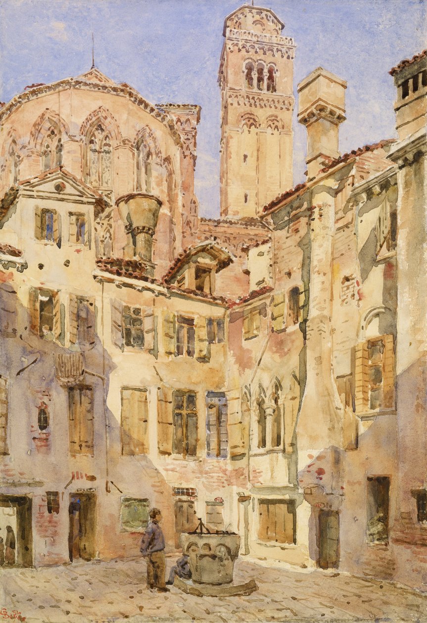 A Igreja dos Frari, Veneza, do Campiello San Rocco, 1854 de George Price Boyce