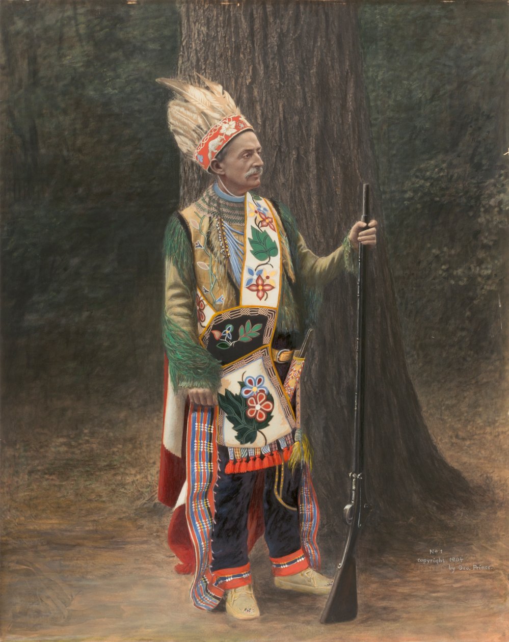 Homem branco em traje de Chippewa, final do século 19 e início do século 20. de George Prince