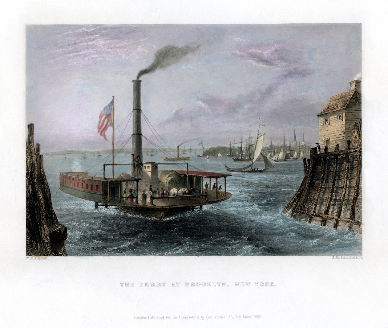 O Ferry no Brooklyn, Nova York, EUA, 1838. de George Richardson
