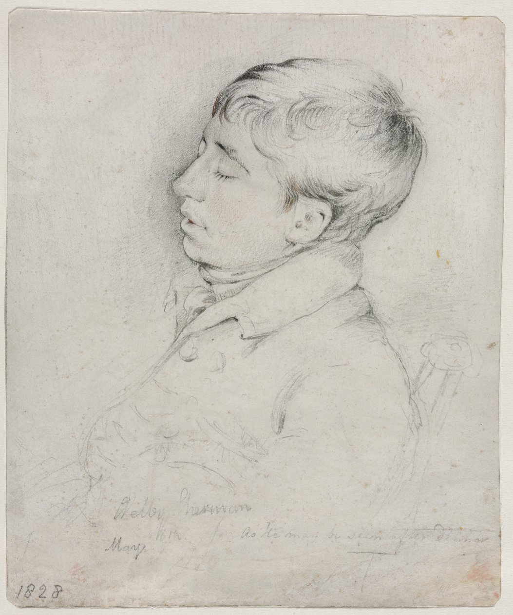 Um retrato de Welby Sherman Asleep em uma cadeira, 1828. de George Richmond