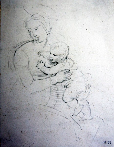 Uma mãe e seu filho - estudo para os Antigos de George Richmond