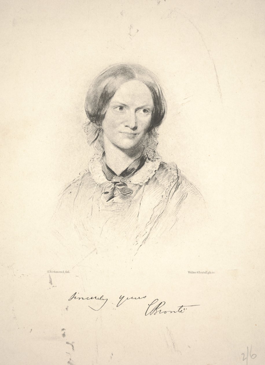 Charlotte Brontë, gravada por Walker & Boutall de George Richmond