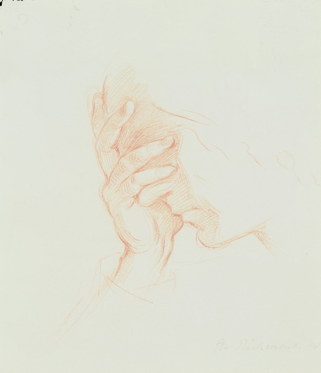 Estudo da cabeça de uma mulher, c.1835 (giz vermelho sobre papel) de George Richmond