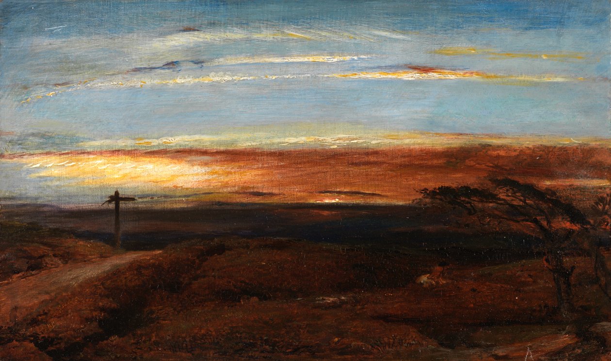 Paisagem ao pôr do sol de George Richmond