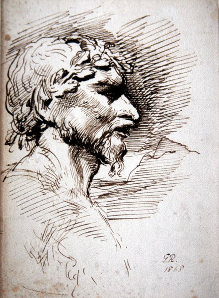 Cabeça masculina - estudo para os Antigos de George Richmond